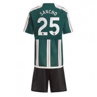 Dječji Nogometni Dres Manchester United Jadon Sancho #25 Gostujuci 2023-24 Kratak Rukav (+ Kratke hlače)